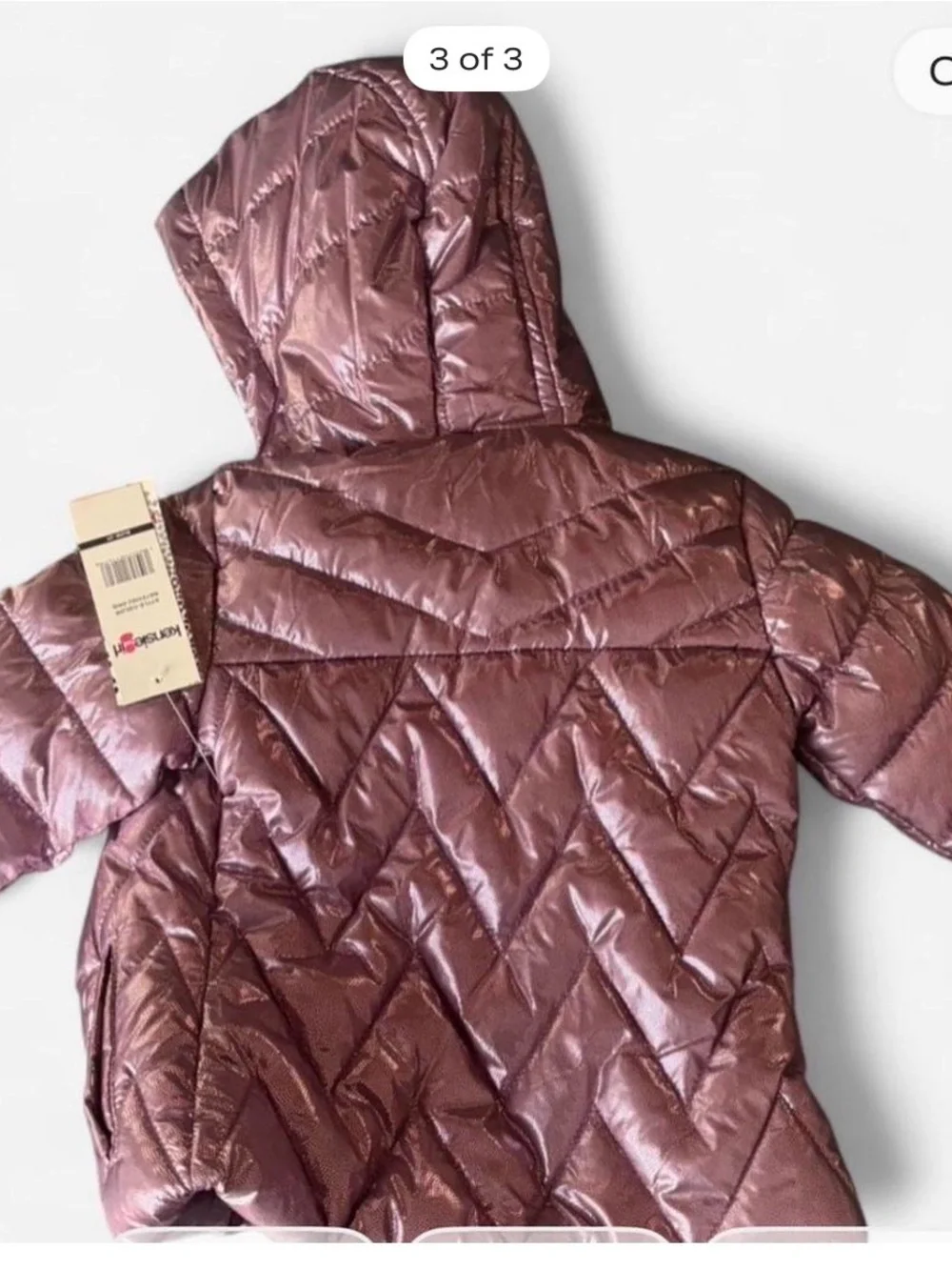 Kensie Girl Shimmery Rose-Mauve Hooded Puffer Jacket